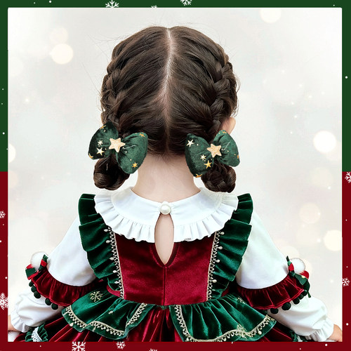 圣诞节儿童发圈女童可爱蝴蝶结发绳小女孩森系小熊头绳皮筋发饰