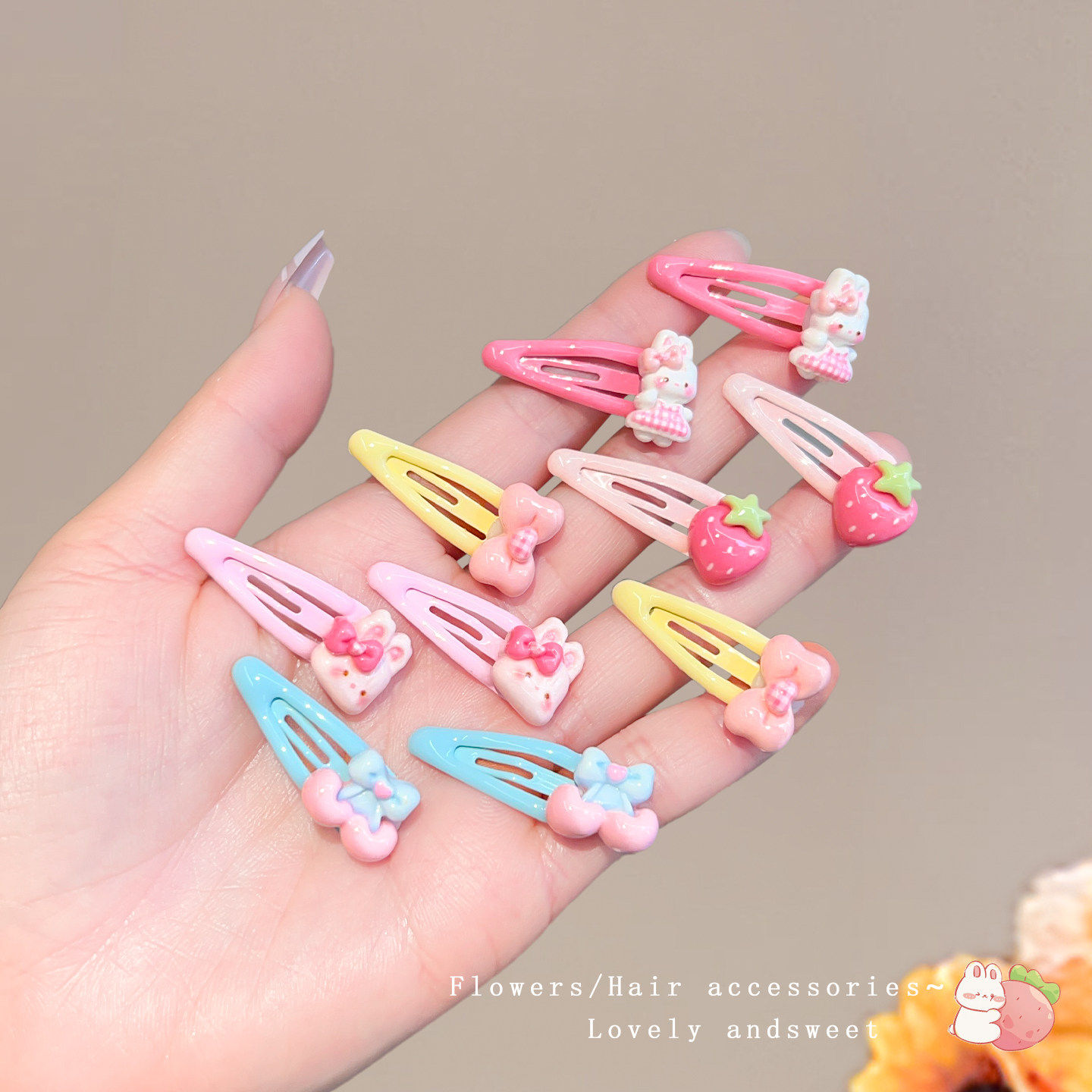 韩版卡通发夹bb夹可爱兔子蝴蝶结侧边夹宝宝不伤发儿童碎发夹头饰