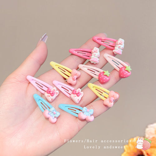 韩版卡通发夹bb夹可爱兔子蝴蝶结侧边夹宝宝不伤发儿童碎发夹头饰