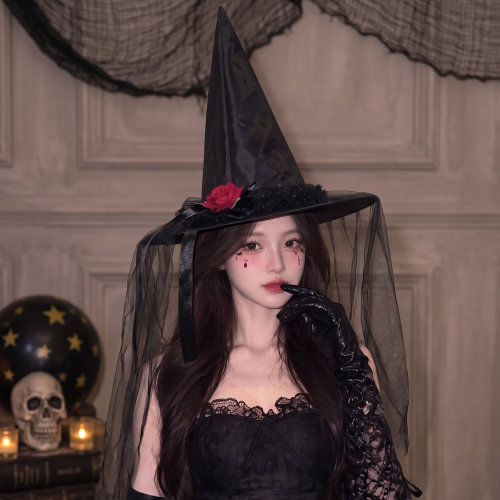 摩芽万圣节装扮巫师帽女巫帽配饰
