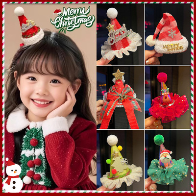 圣诞节头饰发夹红色圣诞帽