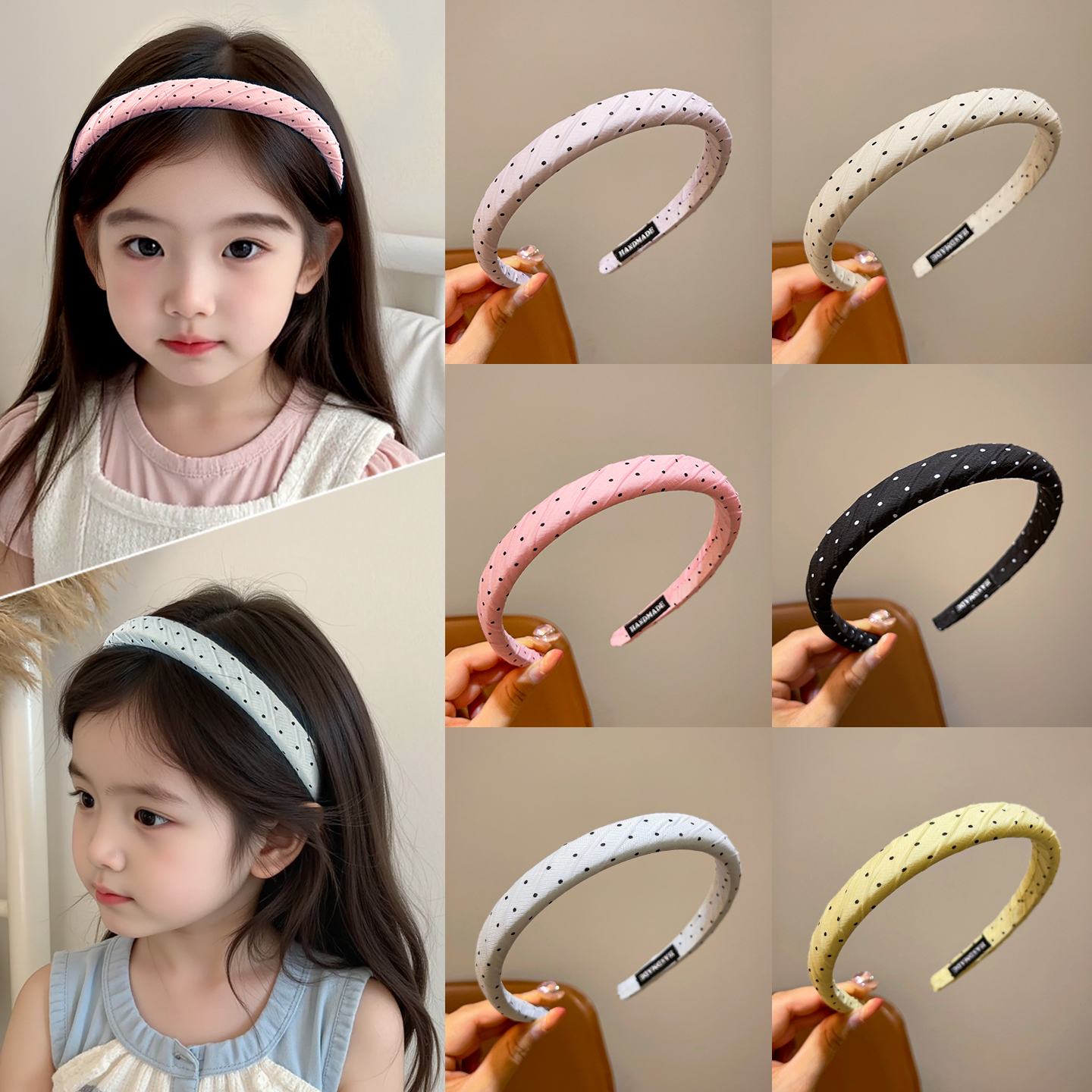 韩系2025新款儿童发箍可爱波点