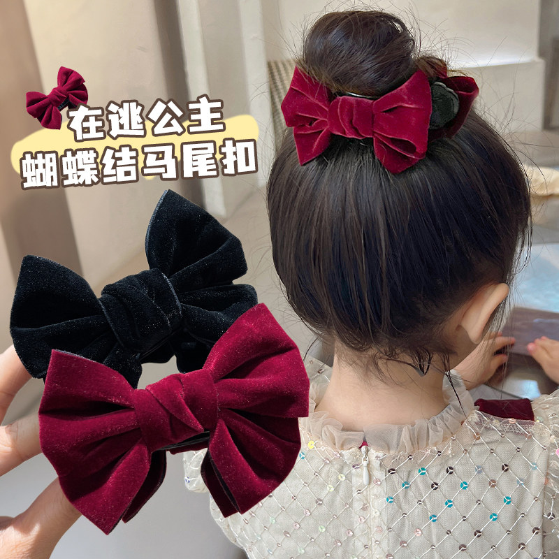 儿童丸子头抓夹蝴蝶结发卡女孩