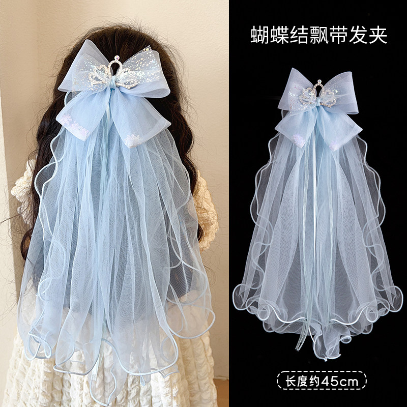 女童艾莎公主蝴蝶结发夹皇冠头纱