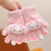 卡通连指儿童手套秋冬可爱宝宝加厚保暖五指套防滑女童分指手套