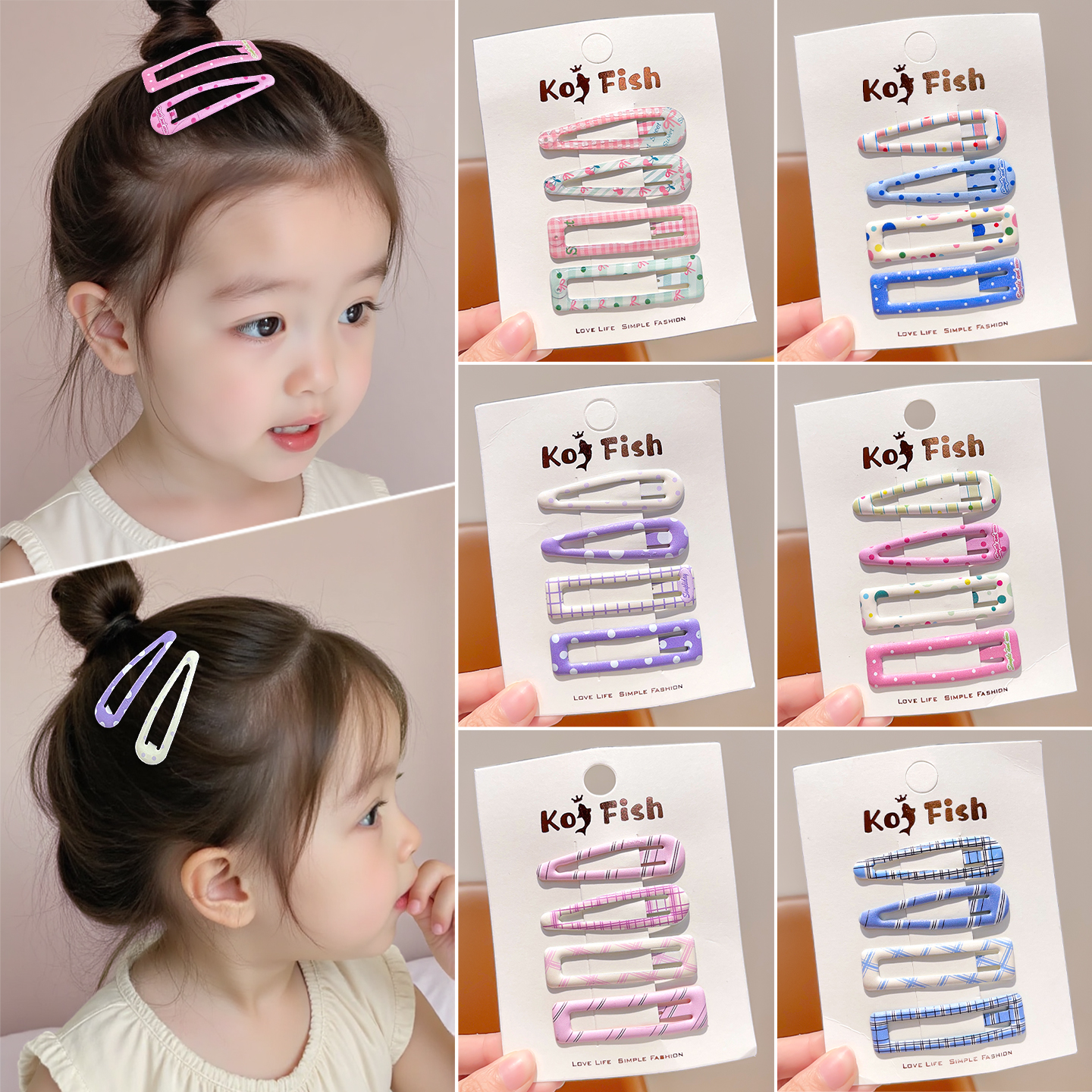 新款儿童发夹可爱甜美波点格纹