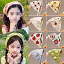 儿童头巾三角巾田园风女童手工针织女孩出游发带方巾宝宝头饰发饰