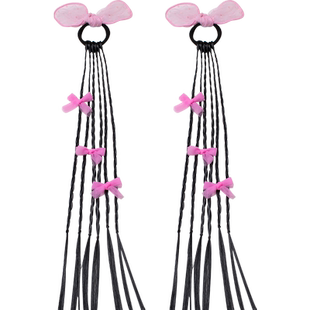 y2k儿童假发麻花辫发圈甜酷拳击辫子小女孩爵士舞蝴蝶结头绳发饰