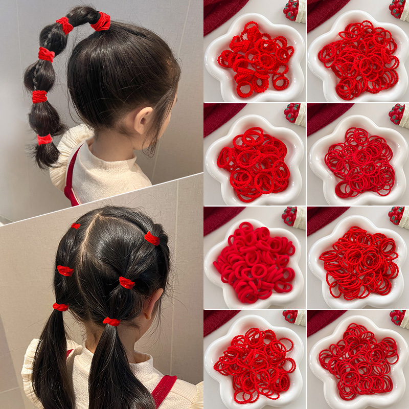 儿童红色头绳扎发皮筋女童不伤发