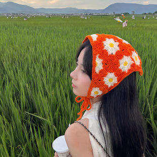 适合春天 女三角巾屁帘发带旅游拍照道具 头饰头巾高级感洋气时尚