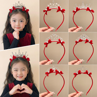 新年儿童皇冠头饰发箍女童精致水钻珍珠发卡发捆女孩宝宝公主头箍