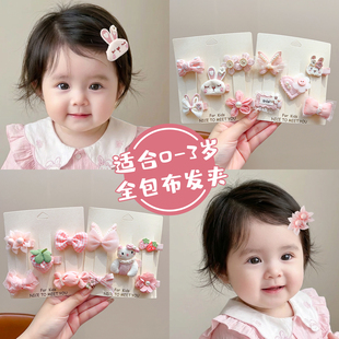 婴儿包布发夹可爱卡通0-3岁女宝宝不伤发布艺碎发卡子女童侧边夹