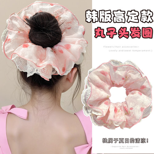 儿童大肠发圈双层蕾丝花边小女孩