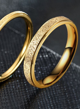 时尚磨砂戒指男女士情侣个性网红简约精致素圈指环对戒
