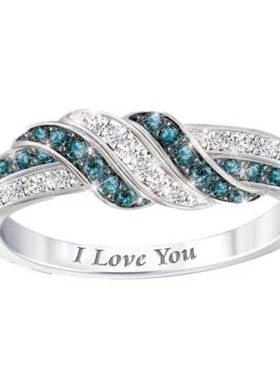 日韩镶嵌白钻戒指男女款简约湖兰钻百搭