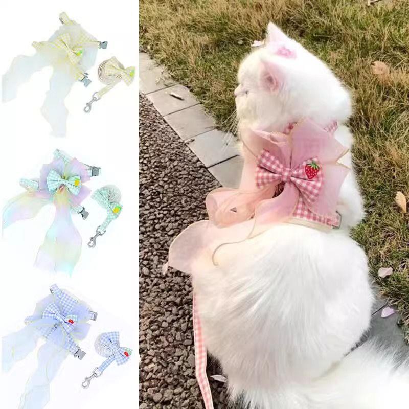 狗狗牵引绳蝴蝶结仙女猫咪工字型遛猫绳泰迪比熊博美防挣脱遛狗D2