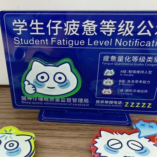 醒神仔疲惫等级亚克力立牌 学生党书桌搞怪摆件 打工人工位装饰