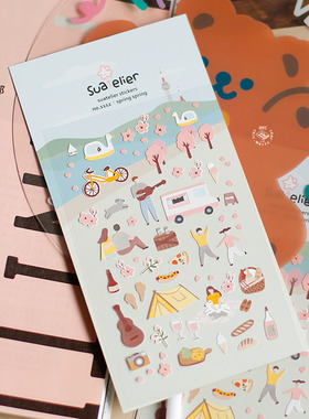 韩国SONIA贴纸 手帐野餐小清新贴画 DIY手账装饰拼贴打底日记本册