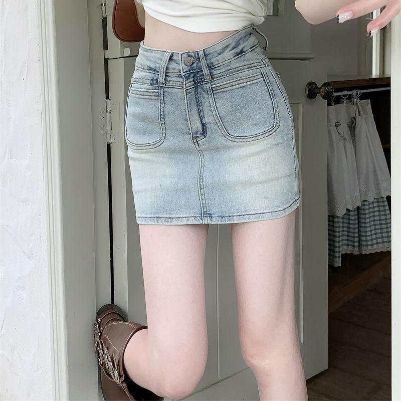 辣妹蓝色牛仔半身裙女2025年春夏季新款高腰设计感a字裙短裙裤潮