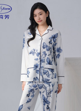 25款安莉芳艺术家联名-时尚印花棉质睡衣女家居服上下套装EL00888