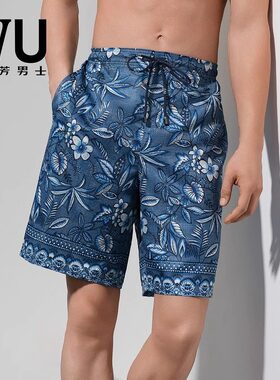 25款安莉芳旗下IVU男士牛仔纹理四角裤透气宽松沙滩裤UH00008