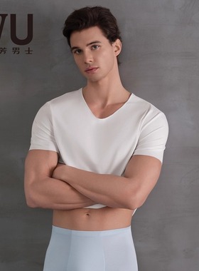 安莉芳旗下IVU男士莫代尔家居服可外穿混纺v领睡衣T恤上衣UD00232