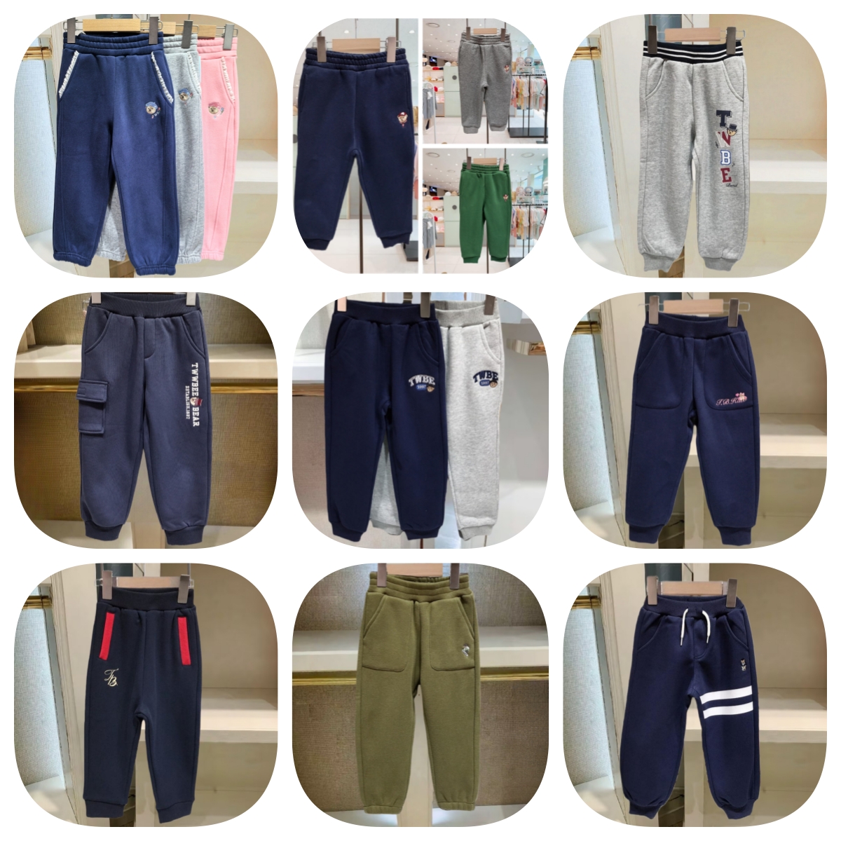 中大童冬款小熊加绒运动裤休闲裤保暖长裤子105-160码宽松