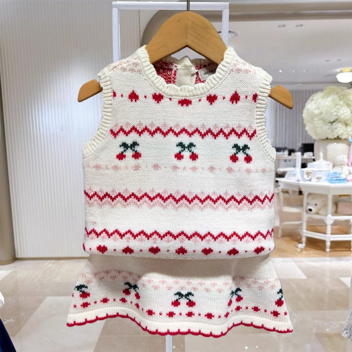 YD韩国童装秋冬款女宝宝针织背心短裙两件套装甜美风TZ5122002