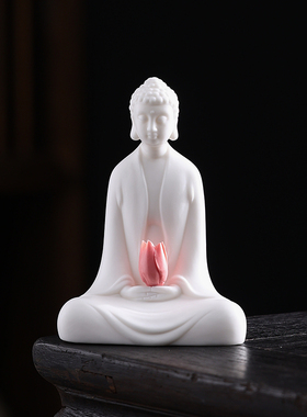 精品小如来禅意摆件陶瓷个性禅定配件创意保平安工艺品客厅摆件