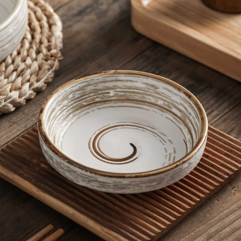 手作做旧感酱料碟复古风陶瓷餐厅前菜碟特色云南菜艺术感商用小碗