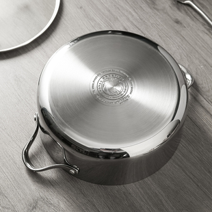 新到316L不锈钢3mm厚料26cm汤锅一体成型双耳火锅打边炉高汤锅