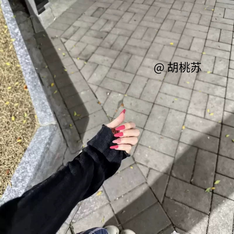红色火龙果纯手工美甲纯色星星爆穿戴甲/甲片