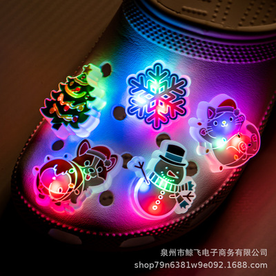 圣诞节系列洞洞鞋鞋辅件LED闪灯电子鞋花鞋扣花园拖鞋鞋上diy亮灯