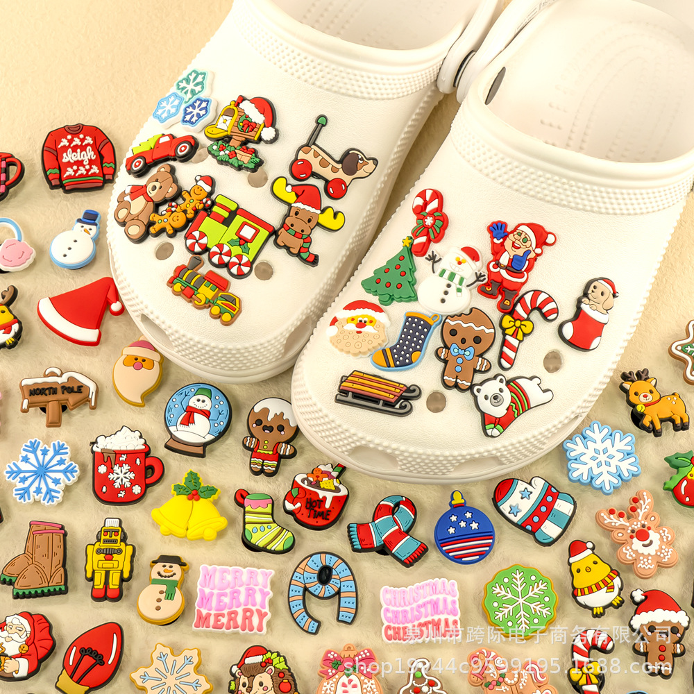 跨境热销圣诞节系列卡通diy配饰洞洞鞋鞋花鞋扣可拆卸软胶鞋配件