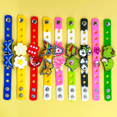 卡通硅胶手腕带儿童洞洞运动手环