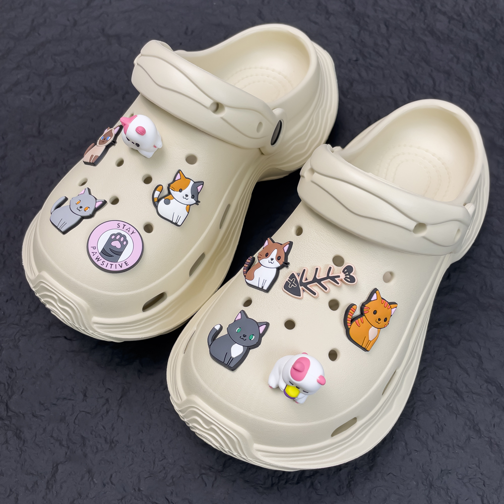 洞洞鞋花鞋配饰装饰扣卡通智必星猫咪动物风格套装搭配鞋贴小配件