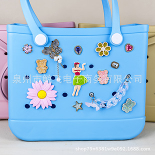 花朵金属小熊bogg沙滩包博格包PVC滴塑包扣装饰卡通可爱diy包配饰