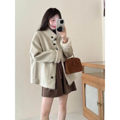 高级感宽松加厚毛呢外套女温柔风