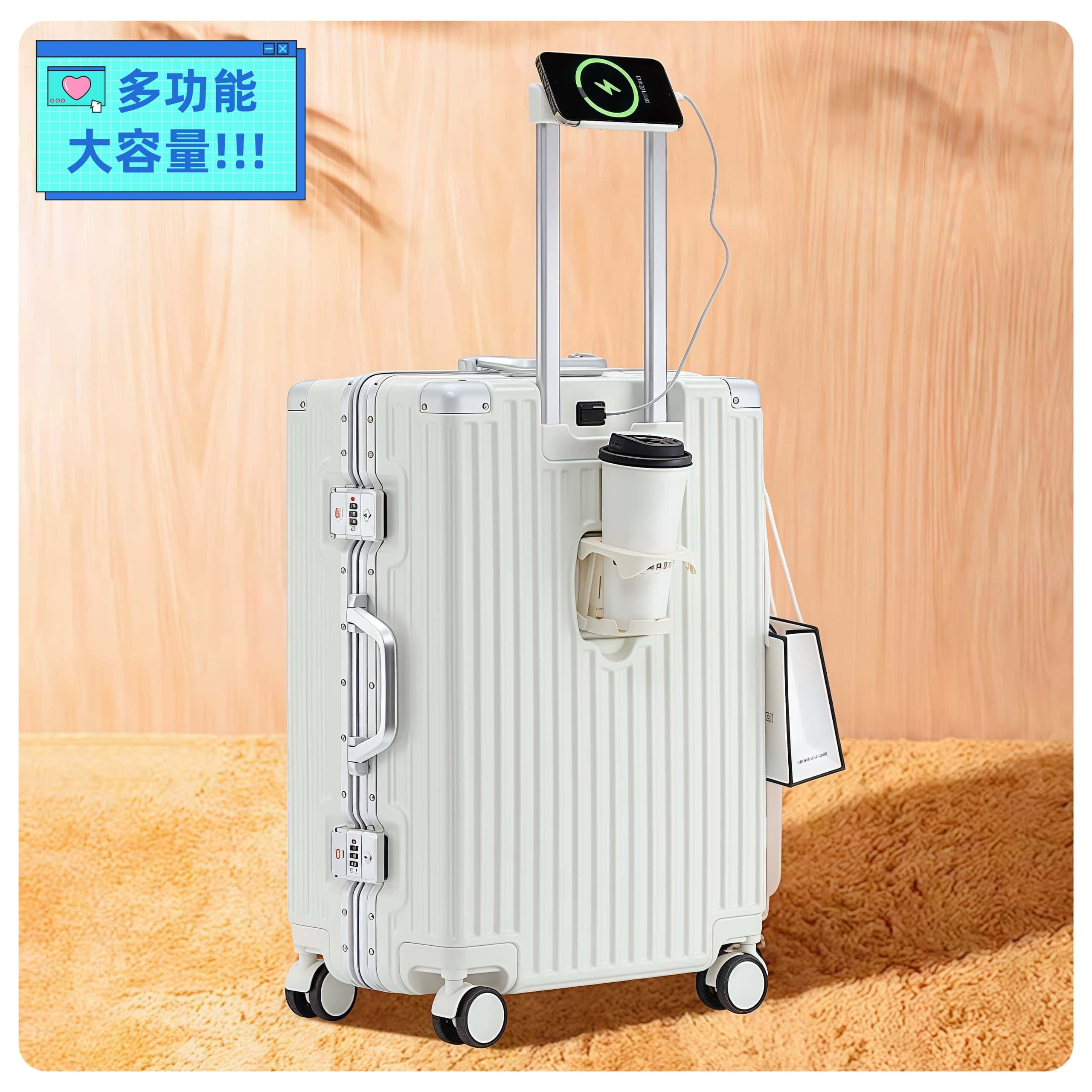 多功能行李箱铝框款万向轮大容量24拉杆箱万向轮旅行箱26寸男女