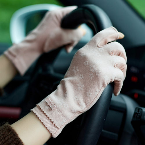 香丝入柜漏二指开车户外女士薄款春秋冬季保暖手套防滑可触屏防寒