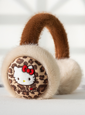 豹纹HelloKitty猫保暖耳罩卡通