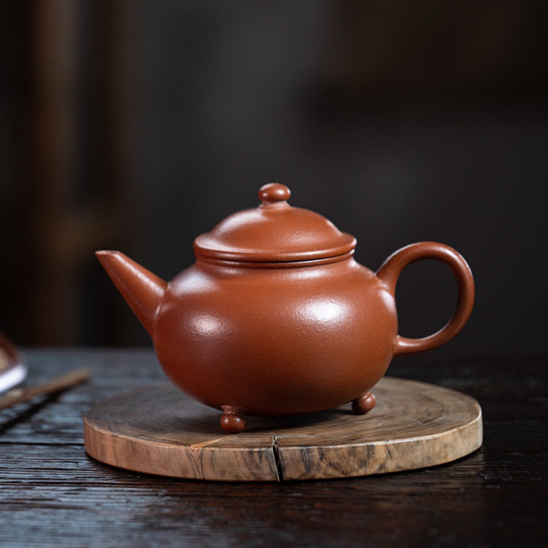 西云堂丨宜兴紫砂壶茶壶原矿正品纯全手工红泥朱泥三足水平180cc