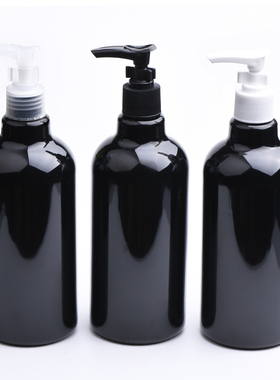 500ML长颈瓶黑色 配24牙夹子泵三色可选 化妆品分装瓶
