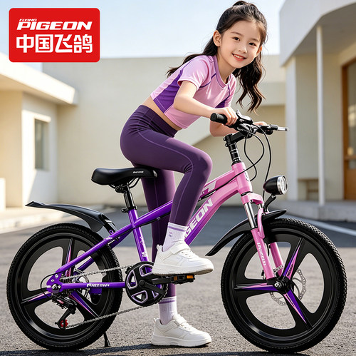 飞鸽自行车儿童女孩6到12-15岁学生青少年中大童变速男山地车减震