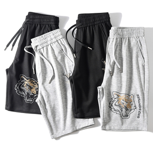 自留推荐！超薄针织面料！虎头印花！夏季男松紧腰运动休闲五分裤