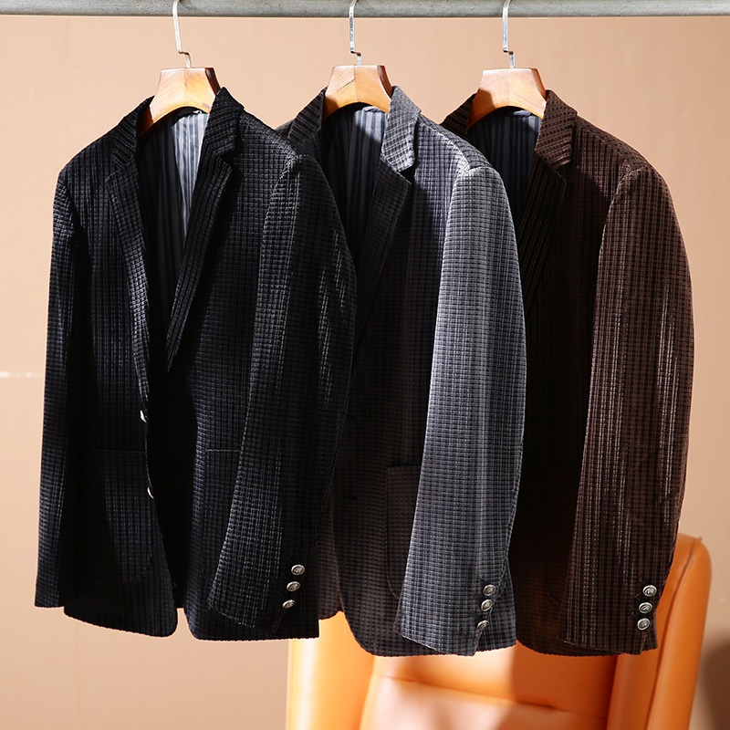 线下1799！進口丝光方格条绒！春季新款男士高档商务休闲西装西服,男装,休闲西服,淘宝优惠券,粉丝福利购,淘宝优惠卷