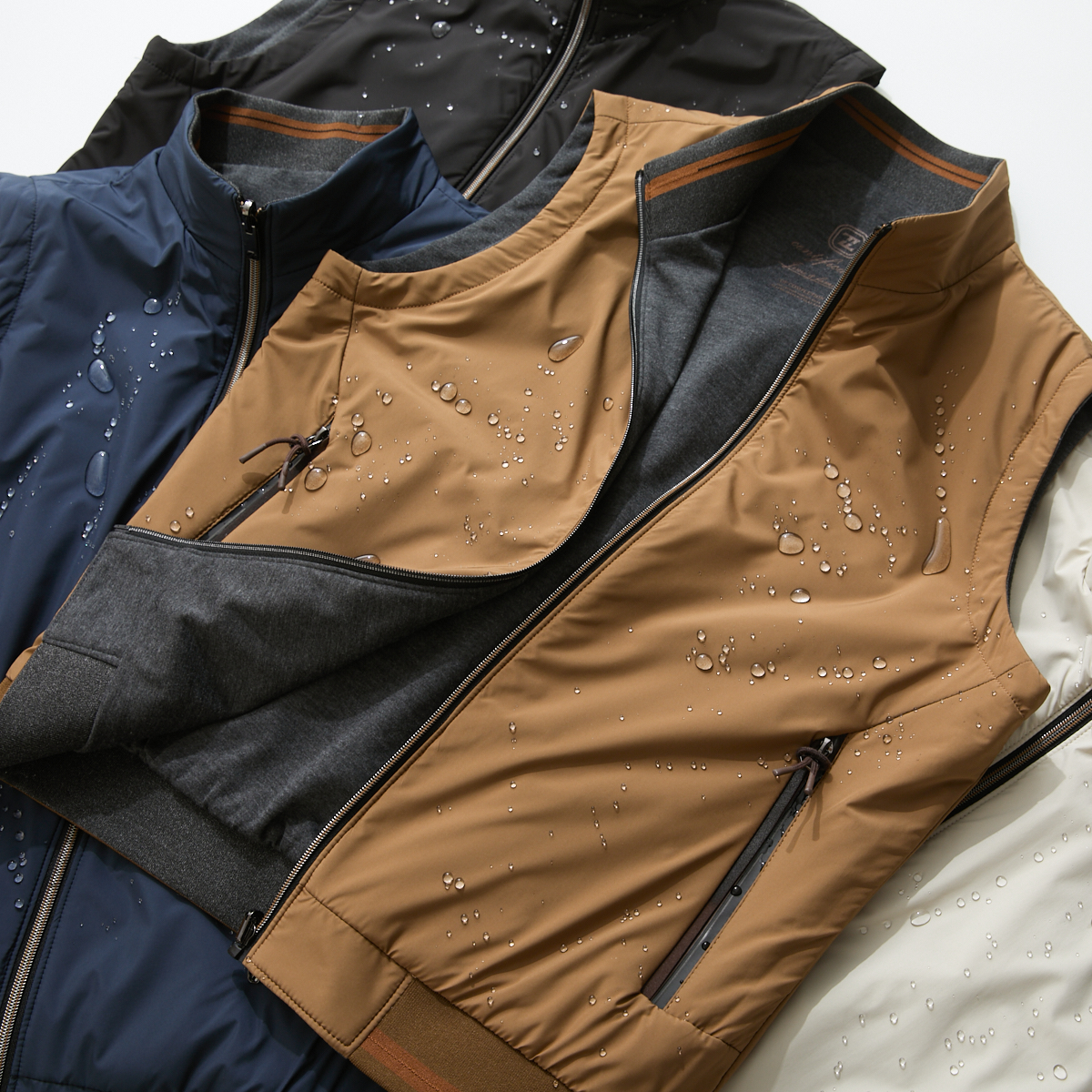 高端奢品！可双面穿！3D精裁！秋冬男士防泼水立领夹棉马甲背心