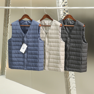 90鸭绒 时尚 轻盈保暖 男士 休闲V字领羽绒马甲背心 冬季 门店898