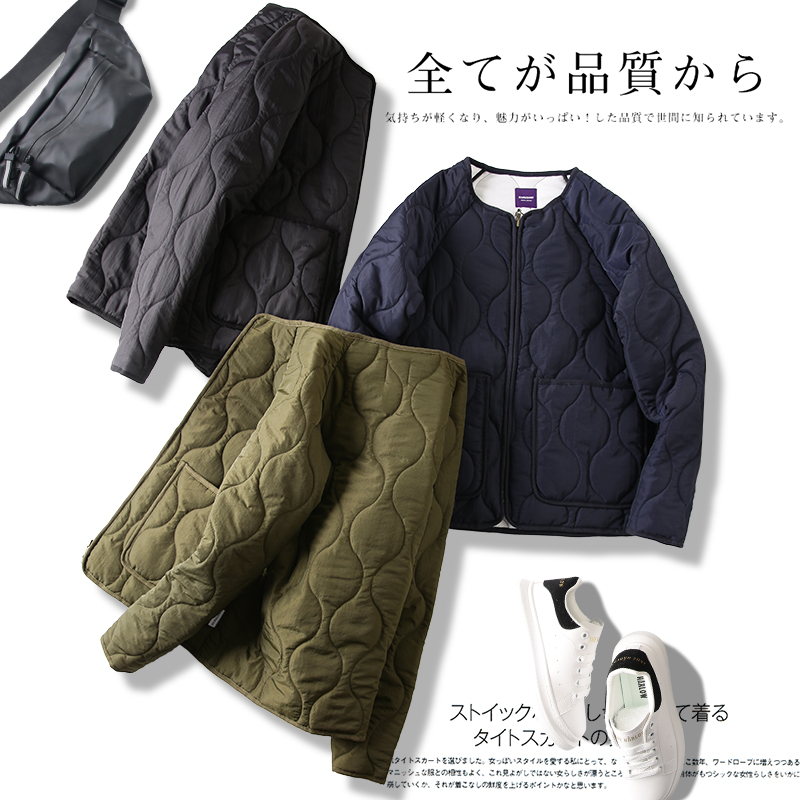 男士时尚无领轻薄款棉衣