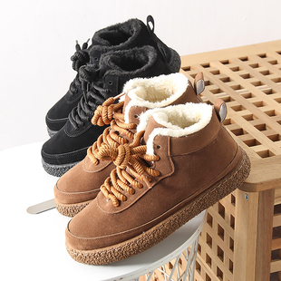 贸易公司单!仿羊毛加厚一体!冬季男士加绒工装系带休闲雪地靴